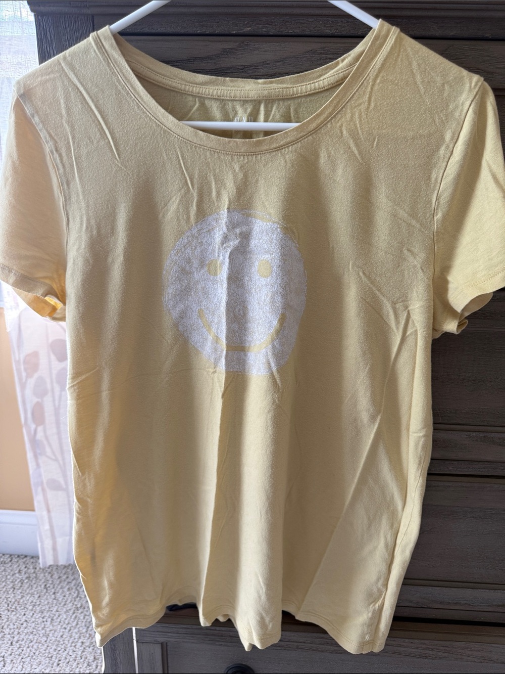 GAP Yellow Short-Sleeve Tee with White Smiley Graphic